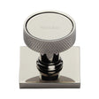 This is an image of a Heritage Brass - Cabinet Knob Florence Knurled Design with Square Backplate 32mm, sq4648-pnf that is available to order from T.H Wiggans Ironmongery in Kendal.