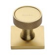 This is an image of a Heritage Brass - Cabinet Knob Florence Knurled Design with Square Backplate 32mm, sq4648-sb that is available to order from T.H Wiggans Ironmongery in Kendal.