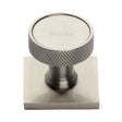 This is an image of a Heritage Brass - Cabinet Knob Florence Knurled Design with Square Backplate 32mm, sq4648-sn that is available to order from T.H Wiggans Ironmongery in Kendal.