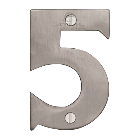 This is an image of a Steel Line Numeral 5 - 3" Steel Line, ss-1560-5-s that is available to order from T.H Wiggans Ironmongery in Kendal.