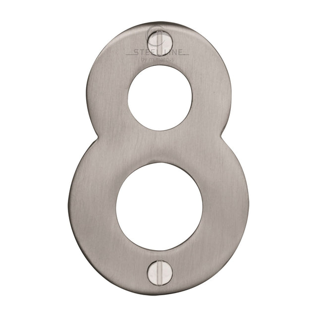 This is an image of a Steel Line Numeral 8 - 3" Steel Line, ss-1560-8-s that is available to order from T.H Wiggans Ironmongery in Kendal.