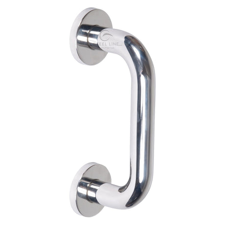 This is an image of a Steel Line Door Pull Handle Bolt Fix 150mm Polished Stainless Steel finish, ss-d220002-p that is available to order from T.H Wiggans Ironmongery in Kendal.