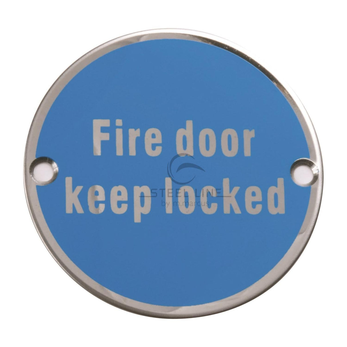 This is an image of a Steel Line Fire Door Keep Locked Engraving Polished Stainless Steel finish, ss-sign010-p that is available to order from T.H Wiggans Ironmongery in Kendal.