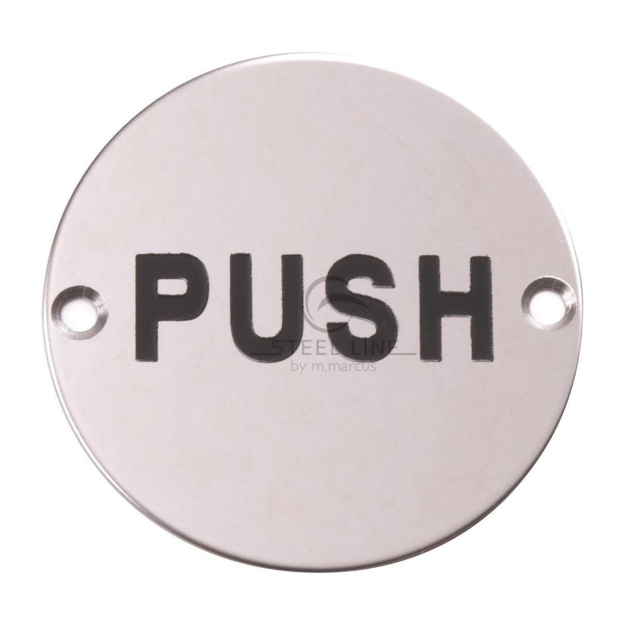 This is an image of a Steel Line Push Evgraving Polished Stainless Steel finish, ss-sign016-p that is available to order from T.H Wiggans Ironmongery in Kendal.