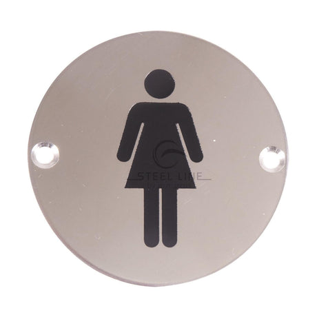 This is an image of a Steel Line Female Symbol Polished Stainless Steel finish, ss-sign022-p that is available to order from T.H Wiggans Ironmongery in Kendal.