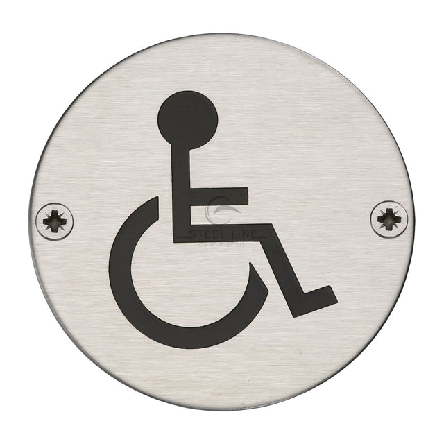 This is an image of a Steel Line Disabled Symbol Satin Stainless Steel finish, ss-sign023-s that is available to order from T.H Wiggans Ironmongery in Kendal.