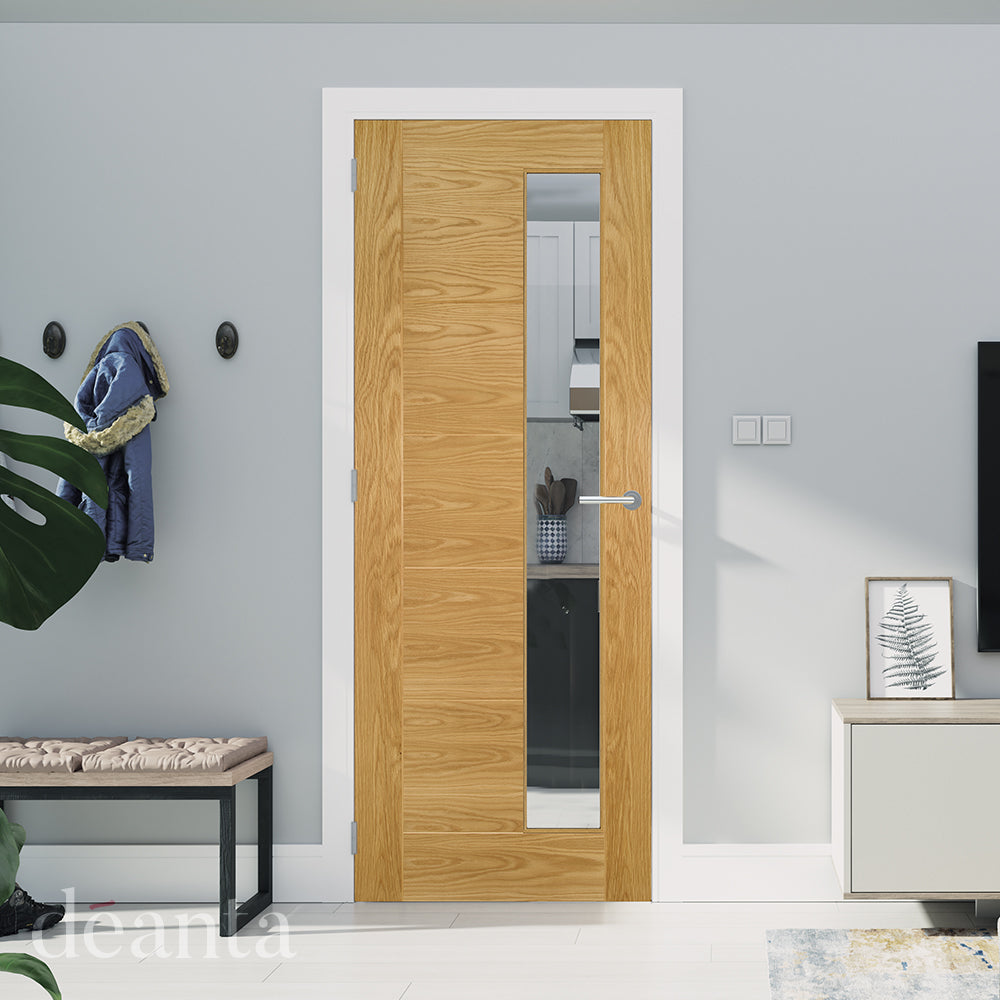 Deanta Seville Prefinished Oak 1SL Clear Glazed Doors