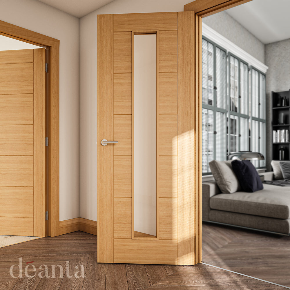 Deanta Seville Prefinished Oak Clear Glazed 1L Doors