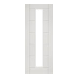 This is an image of Deanta Seville White Primed Clear Glazed 1L Doors available to order from T.H. Wiggans Ironmongery in Kendal