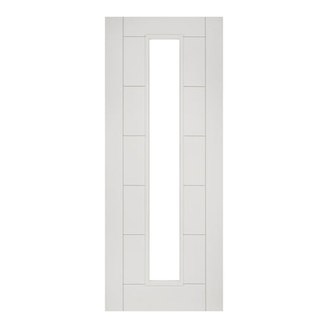 This is an image of Deanta Seville White Primed Clear Glazed 1L Doors available to order from T.H. Wiggans Ironmongery in Kendal