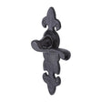 This is an image of a The Tudor Collection - Door Handle Lever Latch Fleur de Lys Design Black Iron, tc210 that is available to order from T.H Wiggans Ironmongery in Kendal.