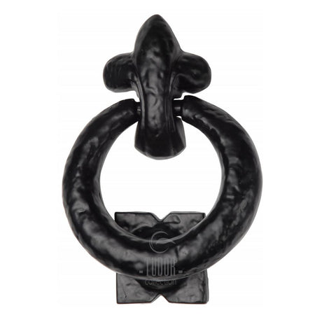 This is an image of a The Tudor Collection - Ring Knocker Black Iron, tc335 that is available to order from T.H Wiggans Ironmongery in Kendal.