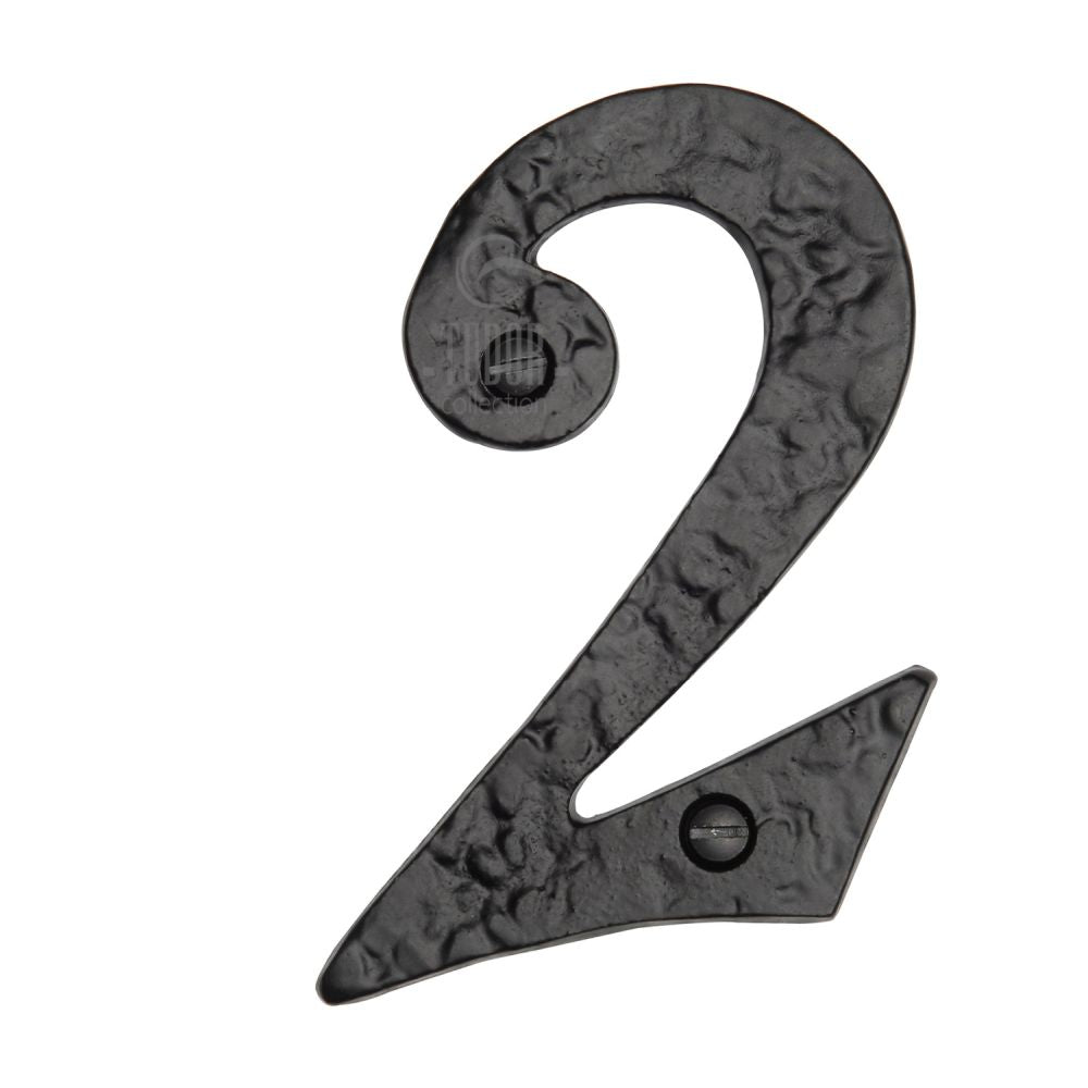 This is an image of a The Tudor Collection - Numeral 2 - 4" Black Iron, tc355-2 that is available to order from T.H Wiggans Ironmongery in Kendal.