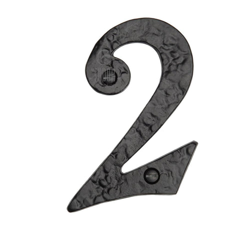 This is an image of a The Tudor Collection - Numeral 2 - 4" Black Iron, tc355-2 that is available to order from T.H Wiggans Ironmongery in Kendal.