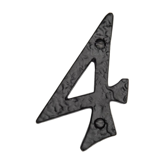 This is an image of a The Tudor Collection - Numeral 4 - 4" Black Iron, tc355-4 that is available to order from T.H Wiggans Ironmongery in Kendal.