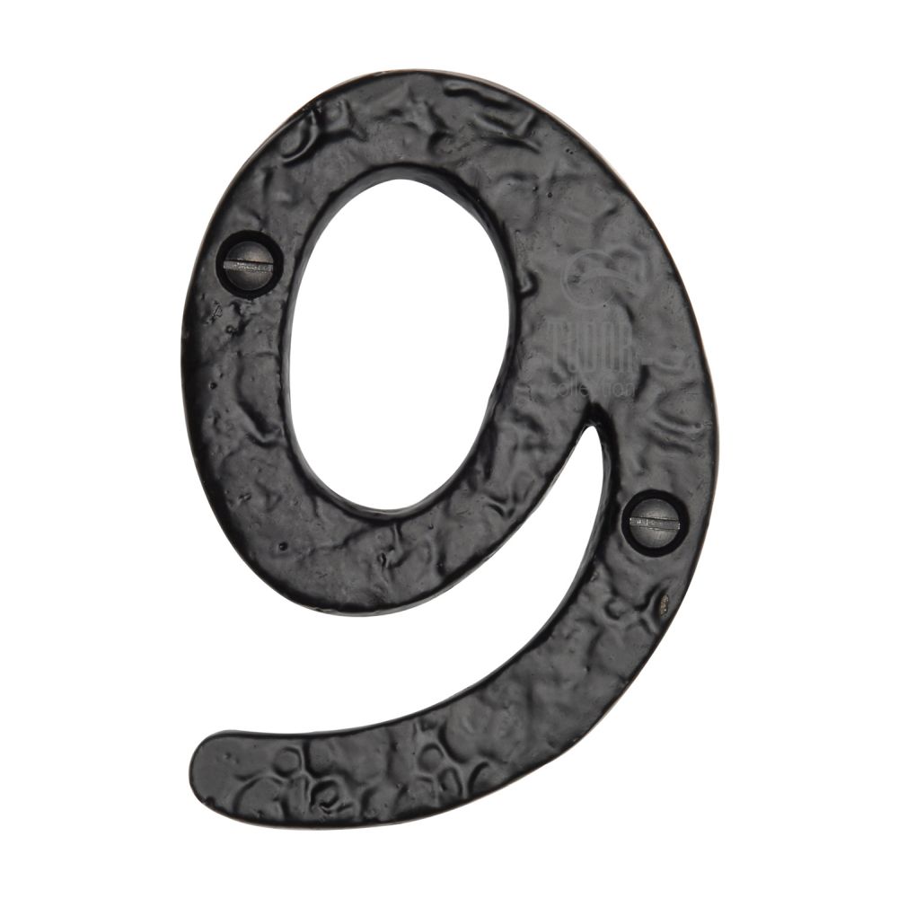 This is an image of a The Tudor Collection - Numeral 9 - 4" Black Iron, tc355-9 that is available to order from T.H Wiggans Ironmongery in Kendal.