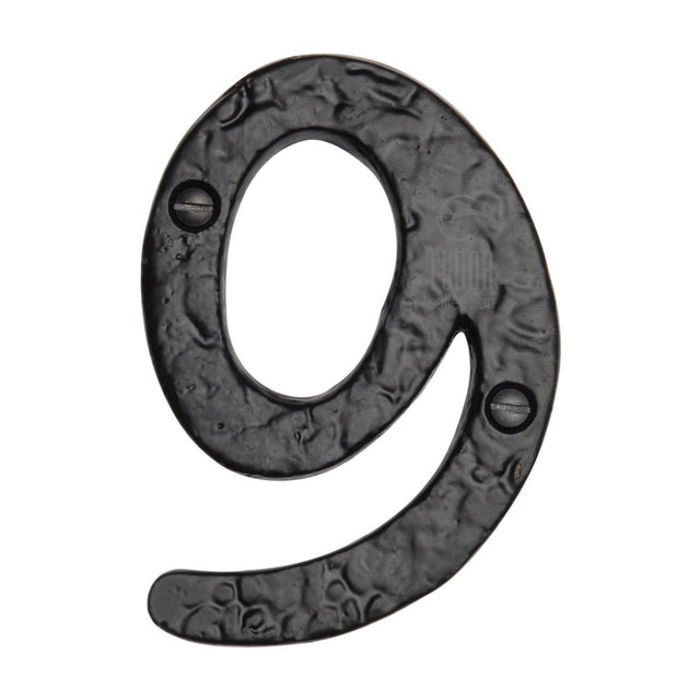 This is an image of a The Tudor Collection - Numeral 9 - 4" Black Iron, tc355-9 that is available to order from T.H Wiggans Ironmongery in Kendal.