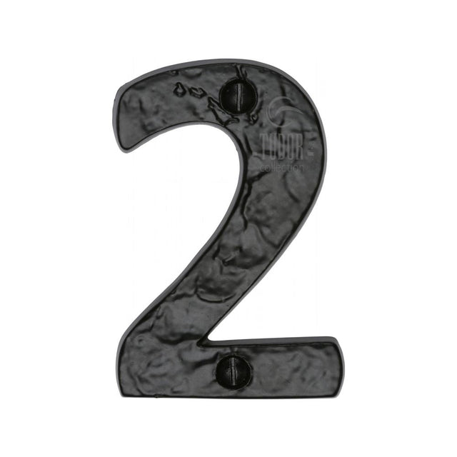This is an image of a The Tudor Collection - Numeral 2 - 3" Black Iron, tc356-2 that is available to order from T.H Wiggans Ironmongery in Kendal.