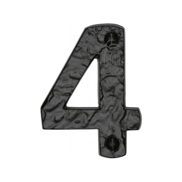 This is an image of a The Tudor Collection - Numeral 4 - 3" Black Iron, tc356-4 that is available to order from T.H Wiggans Ironmongery in Kendal.