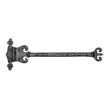 This is an image of a The Tudor Collection - Ornate Coronate Hinge Black Iron 307mm, tc415 that is available to order from T.H Wiggans Ironmongery in Kendal.