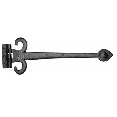 This is an image of a The Tudor Collection - Fleur de Lys Hinge 18" Black Iron, tc460-457 that is available to order from T.H Wiggans Ironmongery in Kendal.
