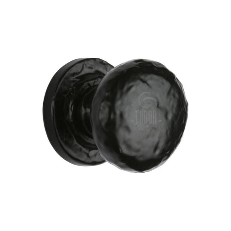 This is an image of a The Tudor Collection - Cabinet Knob Rustic Round Design 32mm Black Iron, tc532-32 that is available to order from T.H Wiggans Ironmongery in Kendal.