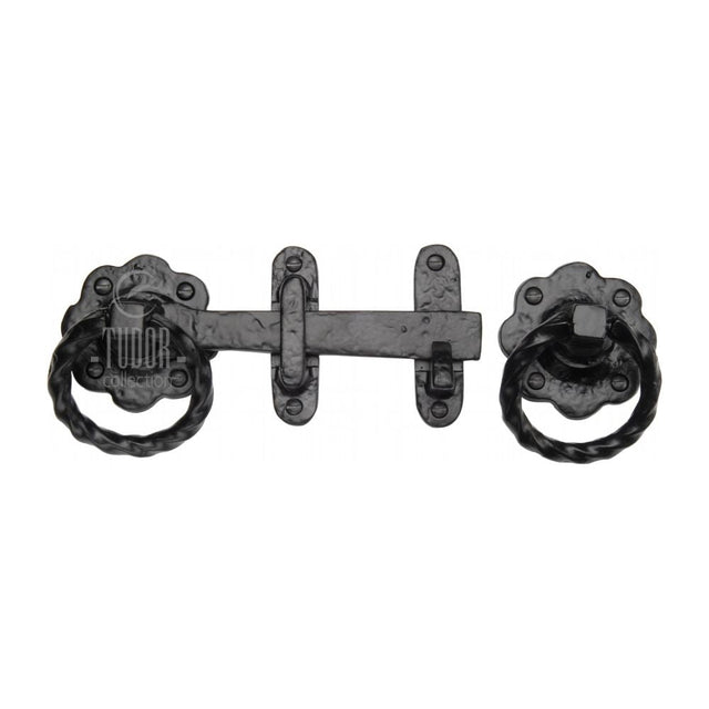 This is an image of a The Tudor Collection - Gate Latch Black Iron, tc543 that is available to order from T.H Wiggans Ironmongery in Kendal.