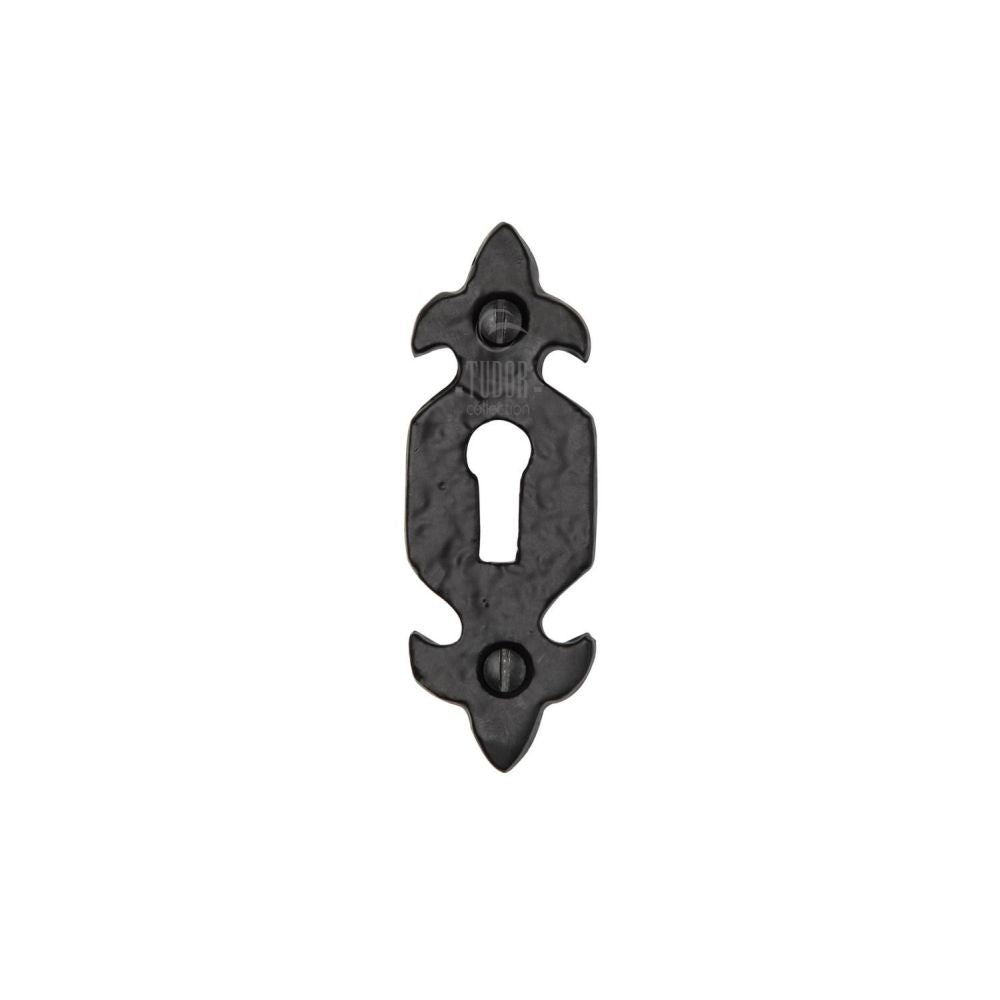 This is an image of a The Tudor Collection - Keyhole Escutcheon Black Iron, tc545 that is available to order from T.H Wiggans Ironmongery in Kendal.