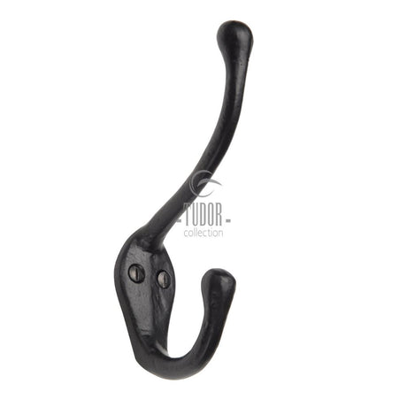 This is an image of a The Tudor Collection - Hat & Coat Hook Black Iron, tc696 that is available to order from T.H Wiggans Ironmongery in Kendal.