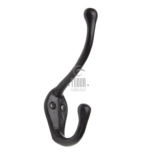 This is an image of a The Tudor Collection - Hat & Coat Hook Black Iron, tc696 that is available to order from T.H Wiggans Ironmongery in Kendal.
