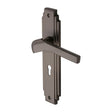 This is an image of a Heritage Brass - Door Handle Lever Lock Tiffany Design Matt Bronze Finish, tif5200-mb that is available to order from T.H Wiggans Ironmongery in Kendal.