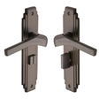 This is an image of a Heritage Brass - Door Handle Bathroom Set Tiffany Design Matt Bronze Finish, tif5230-mb that is available to order from T.H Wiggans Ironmongery in Kendal.