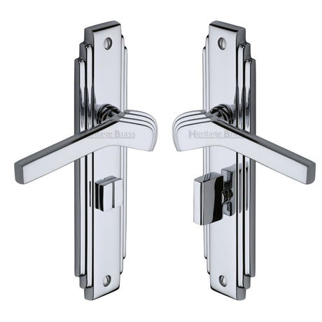 This is an image of a Heritage Brass - Door Handle Bathroom Set Tiffany Design Polished Chrome Finish, tif5230-pc that is available to order from T.H Wiggans Ironmongery in Kendal.