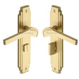 This is an image of a Heritage Brass - Door Handle Bathroom Set Tiffany Design Satin Brass Finish, tif5230-sb that is available to order from T.H Wiggans Ironmongery in Kendal.