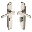 This is an image of a Heritage Brass - Door Handle Bathroom Set Tiffany Design Satin Nickel Finish, tif5230-sn that is available to order from T.H Wiggans Ironmongery in Kendal.