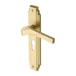 This is an image of a Heritage Brass - Door Handle Euro Profile Plate Tiffany Design Satin Brass Finish, tif5248-sb that is available to order from T.H Wiggans Ironmongery in Kendal.