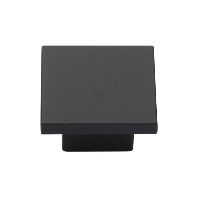 This is an image of a M.Marcus - Classic Square Cabinet Knob 32mm Matt Black Silk Touch Finish, tk1254-032-sbk that is available to order from T.H Wiggans Ironmongery in Kendal.