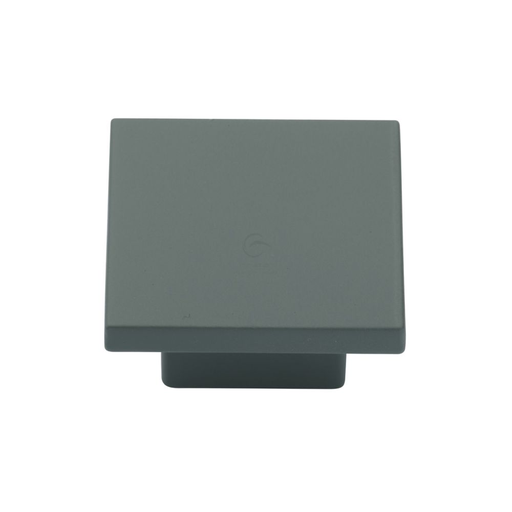 This is an image of a M.Marcus - Classic Square Cabinet Knob 32mm Green Silk Touch Finish, tk1254-032-sgr that is available to order from T.H Wiggans Ironmongery in Kendal.