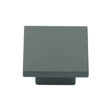 This is an image of a M.Marcus - Classic Square Cabinet Knob 32mm Green Silk Touch Finish, tk1254-032-sgr that is available to order from T.H Wiggans Ironmongery in Kendal.