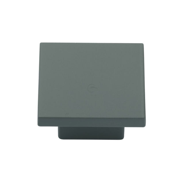 This is an image of a M.Marcus - Classic Square Cabinet Knob 32mm Green Silk Touch Finish, tk1254-032-sgr that is available to order from T.H Wiggans Ironmongery in Kendal.