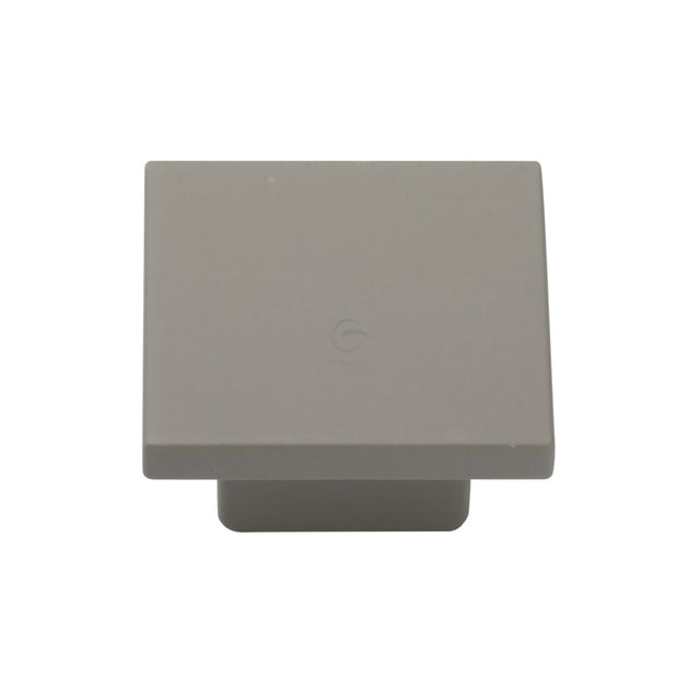This is an image of a M.Marcus - Classic Square Cabinet Knob 32mm Grey Silk Touch Finish, tk1254-032-stg that is available to order from T.H Wiggans Ironmongery in Kendal.