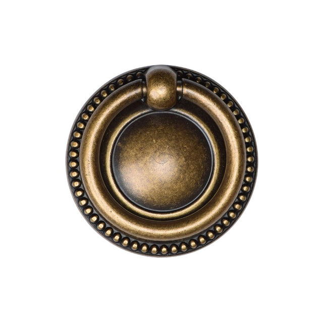 This is an image of a M.Marcus - Classic Ring Pull 050mm Distressed Brass Finish, tk2212-050-dbs that is available to order from T.H Wiggans Ironmongery in Kendal.
