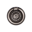 This is an image of a M.Marcus - Floral Ring Pull 047mm Distressed Pewter Finish, tk2224-047-dpw that is available to order from T.H Wiggans Ironmongery in Kendal.