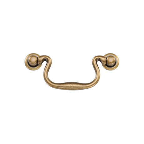 This is an image of a M.Marcus - Classic Drop Pull 96mm Distressed Brass Finish, tk3019-096-dbs that is available to order from T.H Wiggans Ironmongery in Kendal.