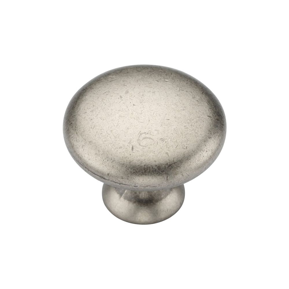 This is an image of a M.Marcus - Classic Round Knob 030mm Distressed Pewter Finish, tk4226-030-dpw that is available to order from T.H Wiggans Ironmongery in Kendal.