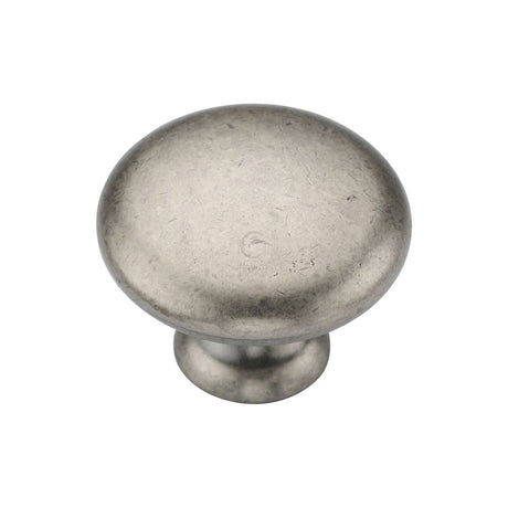 This is an image of a M.Marcus - Classic Round Knob 035mm Distressed Pewter Finish, tk4226-035-dpw that is available to order from T.H Wiggans Ironmongery in Kendal.