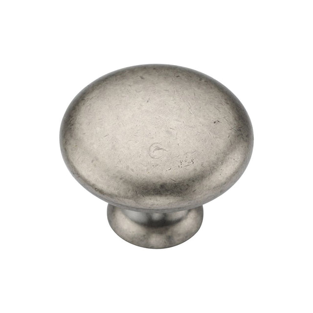 This is an image of a M.Marcus - Classic Round Knob 035mm Distressed Pewter Finish, tk4226-035-dpw that is available to order from T.H Wiggans Ironmongery in Kendal.
