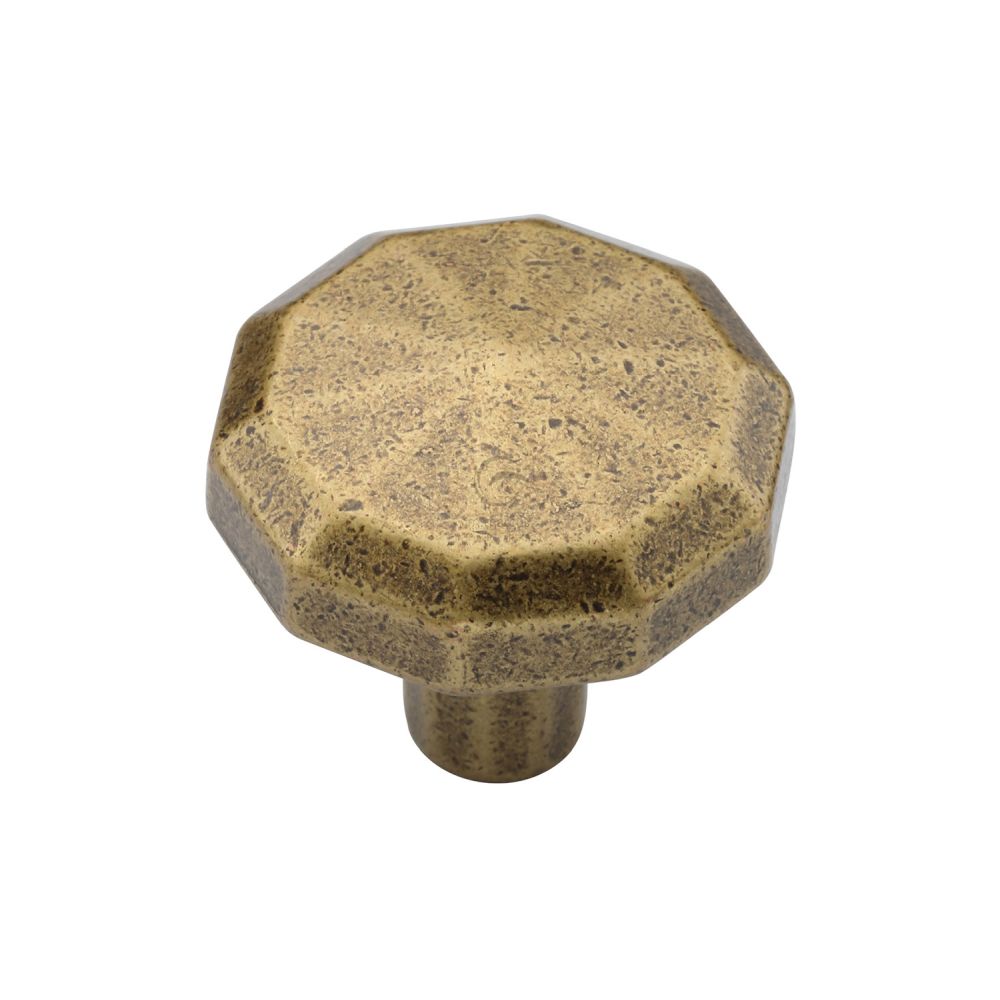 This is an image of a M.Marcus - Terre Cabinet Knob 032mm Distressed Brass Finish, tk4231-032-dbs that is available to order from T.H Wiggans Ironmongery in Kendal.
