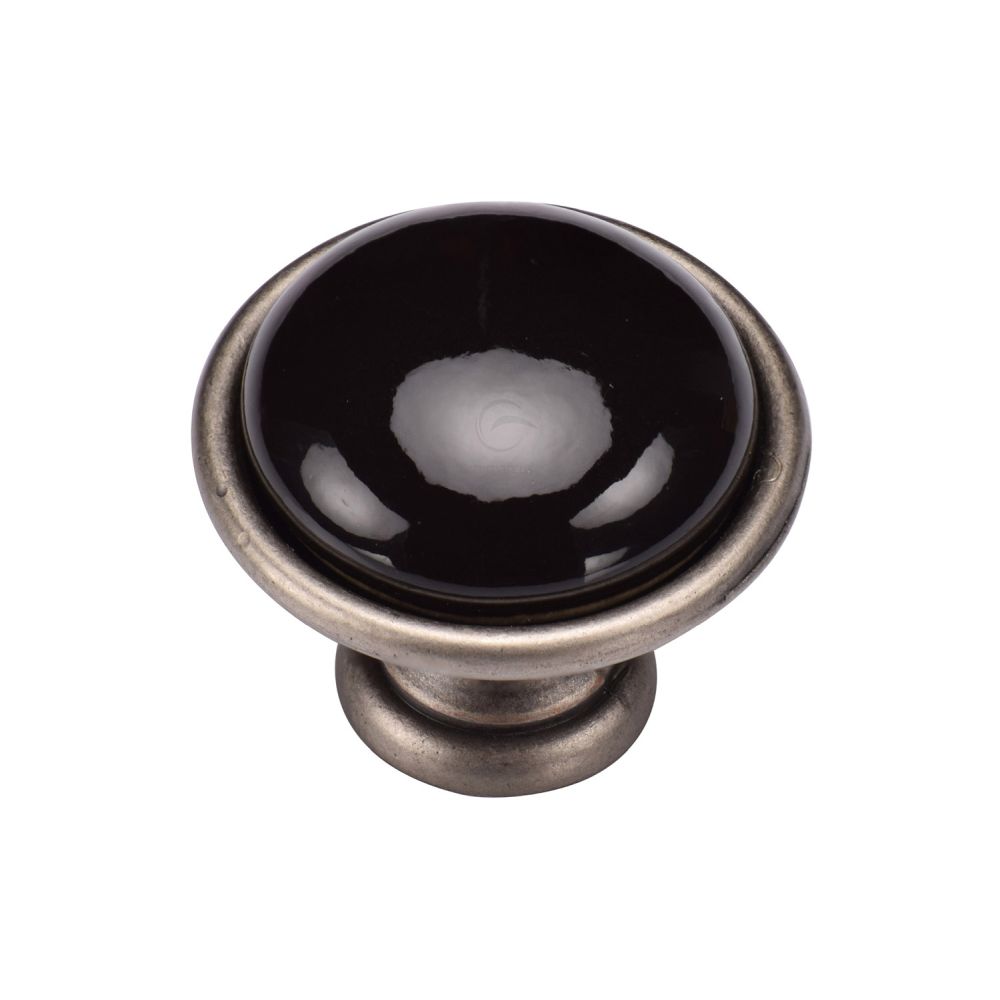 This is an image of a M.Marcus - Dome Cabinet Knob 035mm Distressed Pewter Finish, tk4316-035-dpw that is available to order from T.H Wiggans Ironmongery in Kendal.