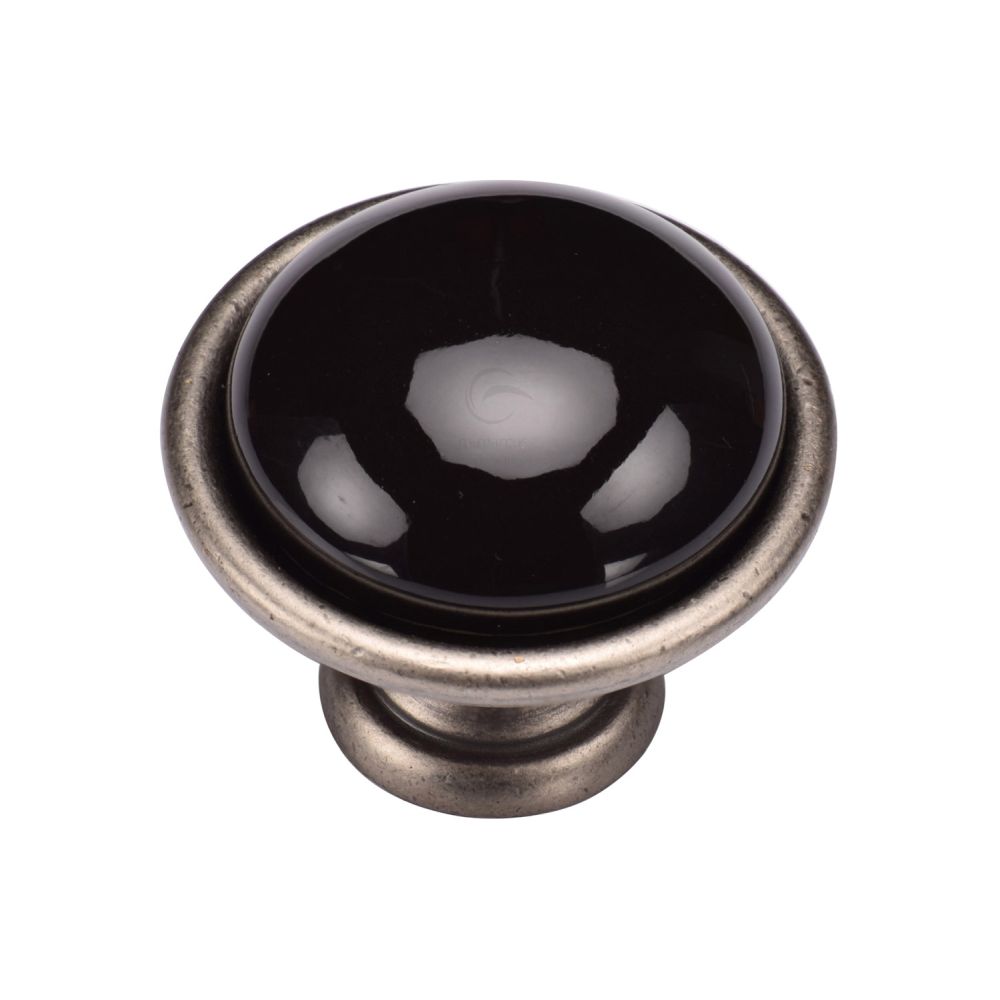 This is an image of a M.Marcus - Dome Cabinet Knob 040mm Distressed Pewter Finish, tk4316-040-dpw that is available to order from T.H Wiggans Ironmongery in Kendal.